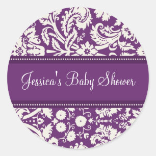 Stickers Baby shower pourpre Damas Favoriser