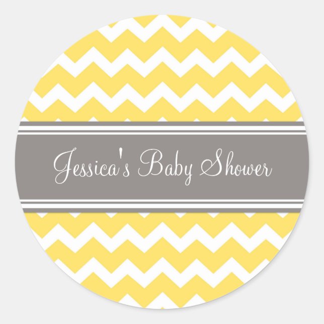 Stickers Baby shower préféré gris jaune (Devant)