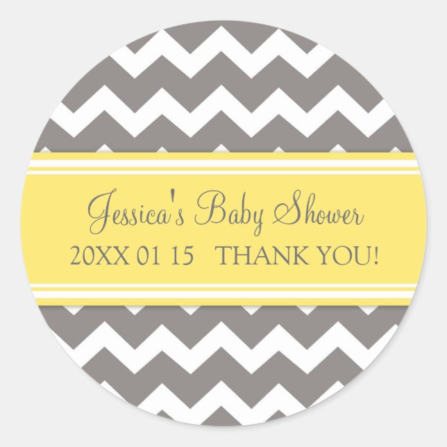 Stickers Baby shower préféré gris jaune (Devant)