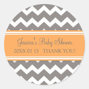 Stickers Baby shower préféré Orange Grey