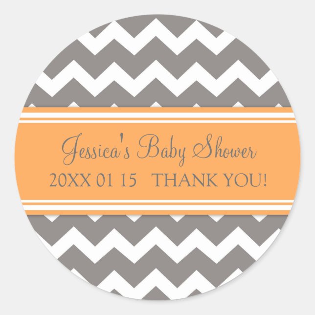 Stickers Baby shower préféré Orange Grey (Devant)