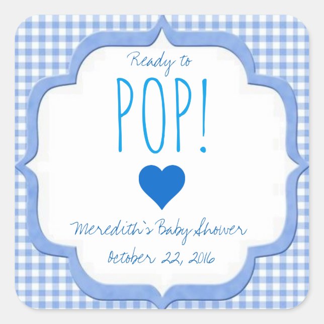 Stickers baby shower prêt à pop pour garçon (Devant)