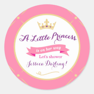 Stickers Baby shower Princesse Rose + Purple Gir
