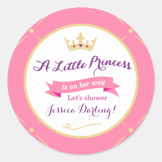 Stickers Baby shower Princesse | Rose + Purple Gir (Devant)