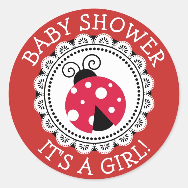 Stickers Baby shower Red Ladybug Girl (Devant)