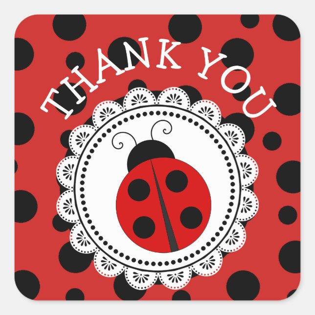 Stickers Baby shower Red Ladybug Girl Merci (Devant)