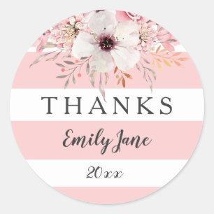 Stickers Baby shower rose blanc