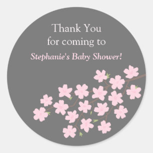 Stickers Baby shower rose cerisier en fleurs