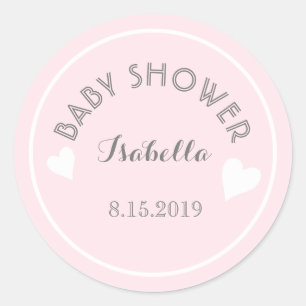 Stickers Baby shower rose Coeurs Dainty