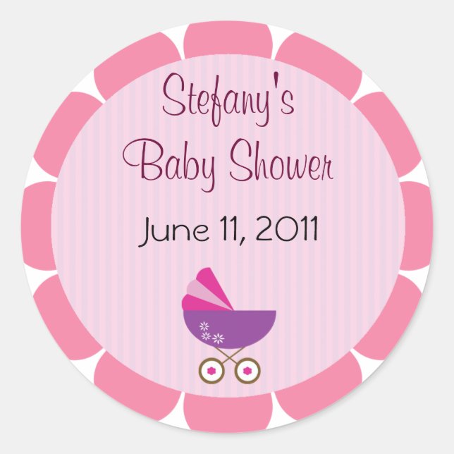 Stickers Baby shower rose et violet (Devant)