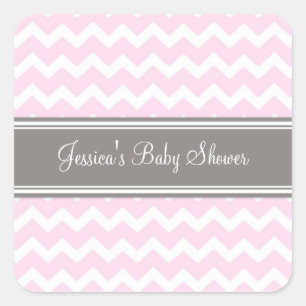 Stickers Baby shower rose Gris Chevron Favoriser l