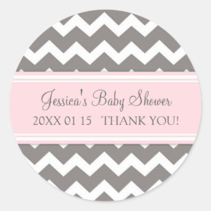 Stickers Baby shower rose Gris Chevron Favoriser l