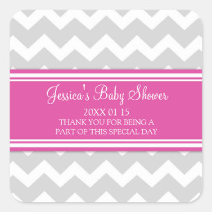 Stickers Baby shower rose Gris Chevron Favoriser l