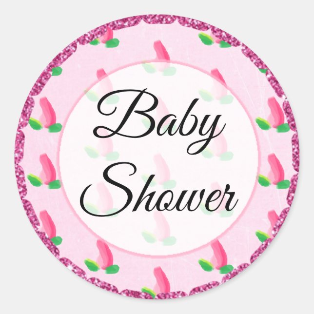 Stickers baby shower rose Rosebud (Devant)