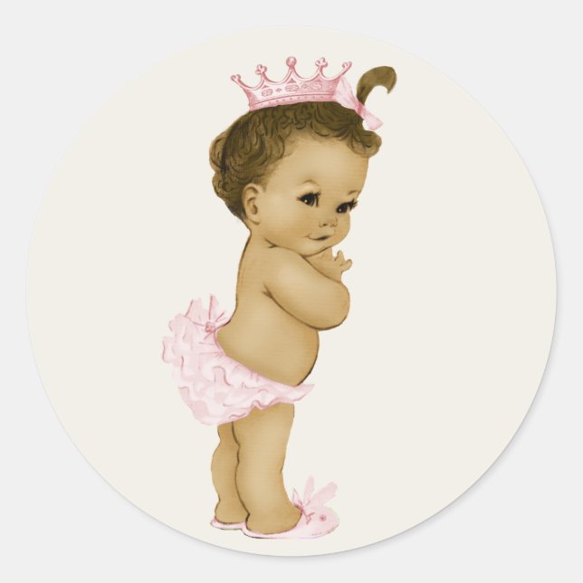 Stickers Baby shower rose vintage (Devant)