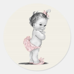Stickers Baby shower rose vintage