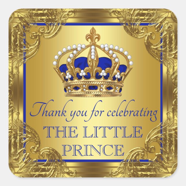 Stickers Baby shower Royal Blue Gold Prince (Devant)