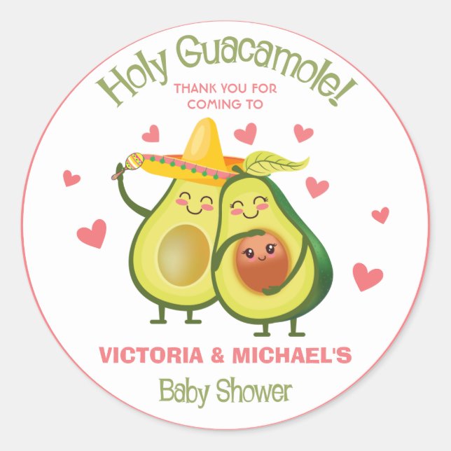 Stickers Baby shower Saint-Guacamole Avocado (Devant)