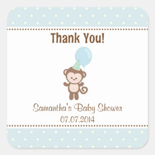 Stickers Baby shower singe Merci (bleu)
