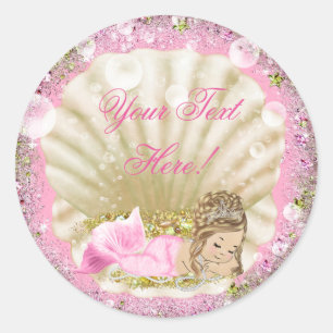 Stickers Baby shower sirène rose