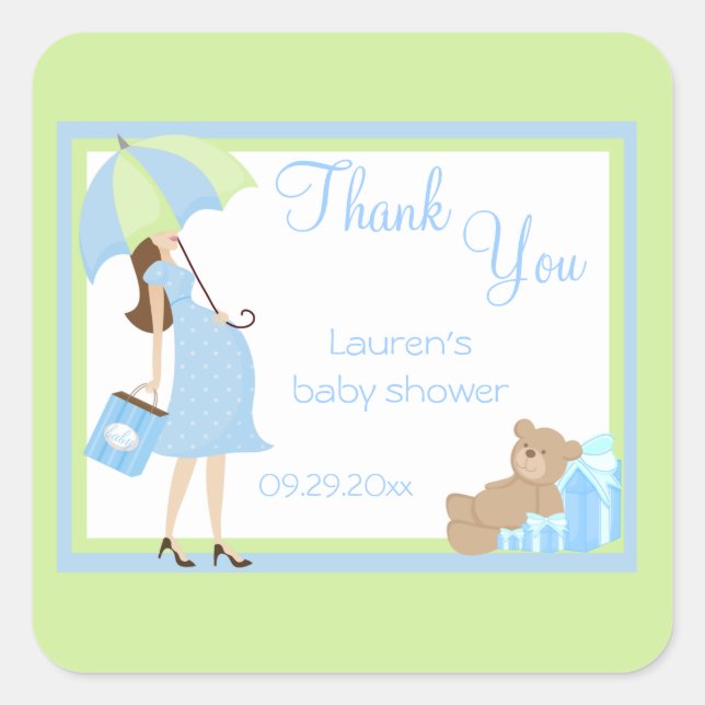 Stickers Baby shower Teddy Bear Blue Shopper (Devant)