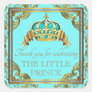 Stickers Baby shower turquoise Blue Gold