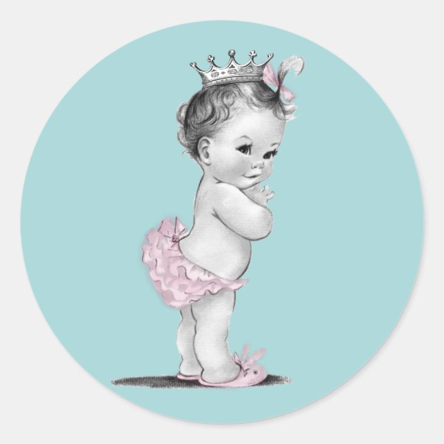 Stickers Baby shower turquoise Blue Rose Princess (Devant)