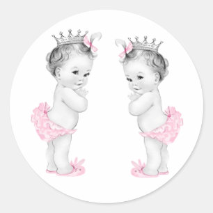 Stickers Baby shower Twin Girls Rose Princess