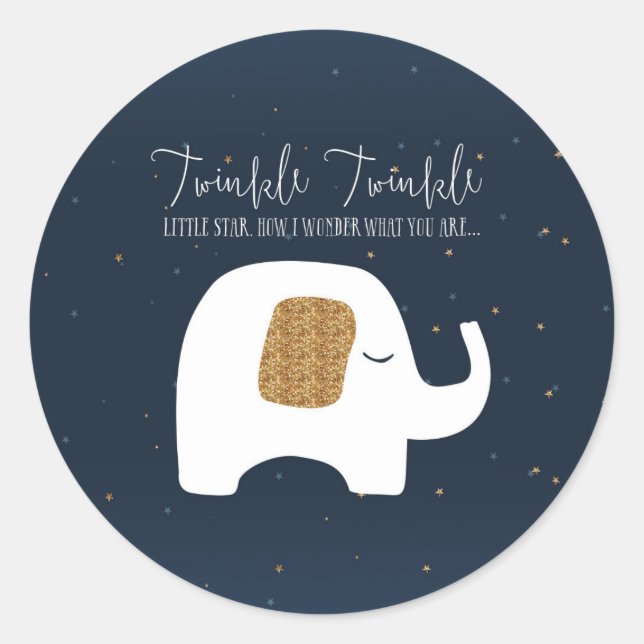 Stickers Baby shower Twinkle Little Star Elephant (Devant)