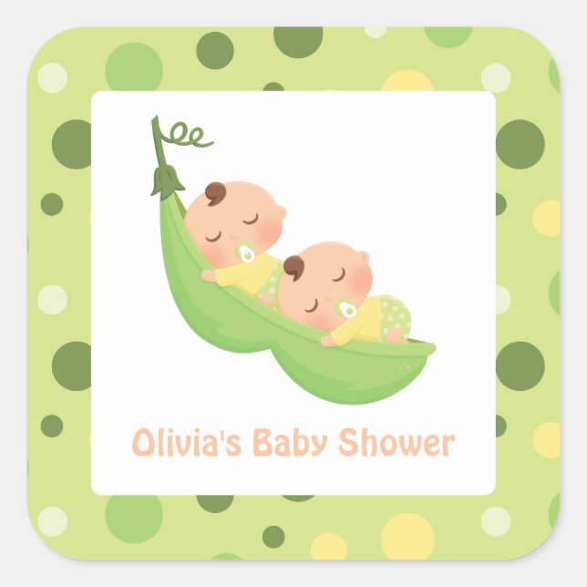 Stickers Baby shower Twins Peas in Pod Cute (Devant)