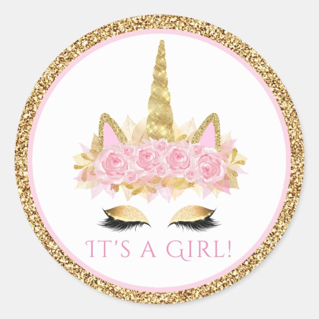 Stickers Baby shower Unicorne (Devant)