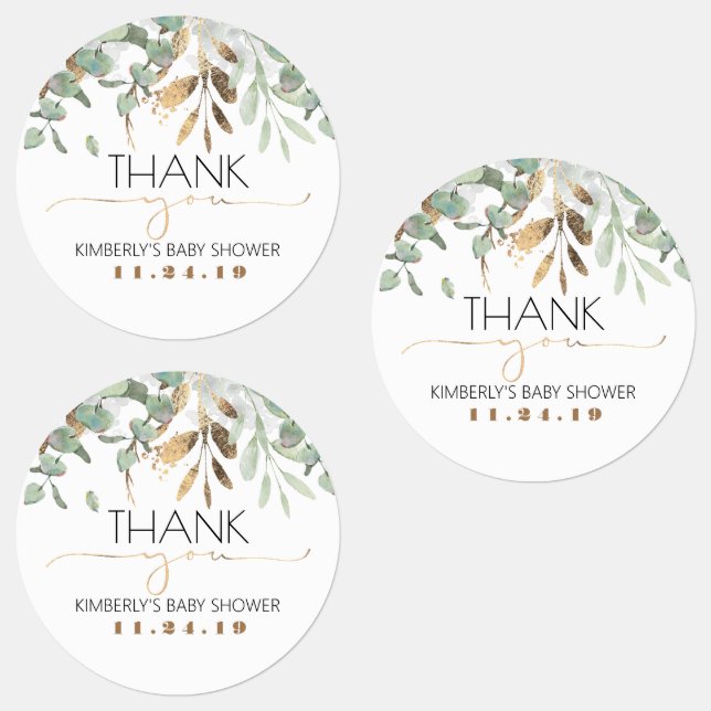 Stickers Baby shower verdoyant Feuille d'or imperm (Groupe)