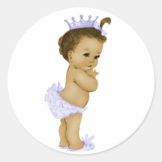Stickers Baby shower vintage Lavender violet (Devant)