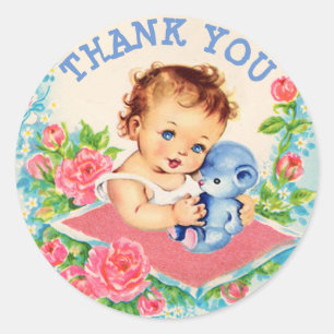 Stickers Baby shower Vintage Merci