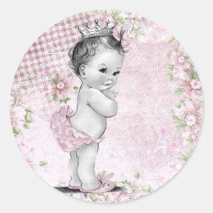 Stickers Baby shower vintage rose princesse