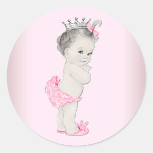 Stickers Baby shower vintage rose princesse