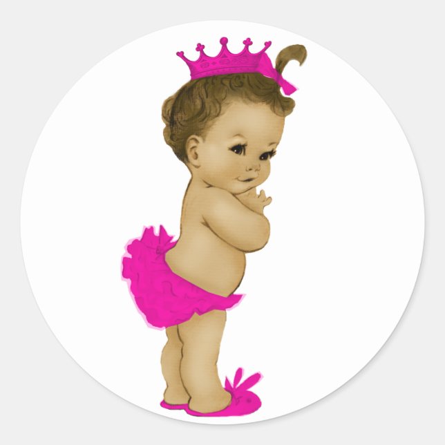 Stickers Baby shower vintage rose princesse (Devant)