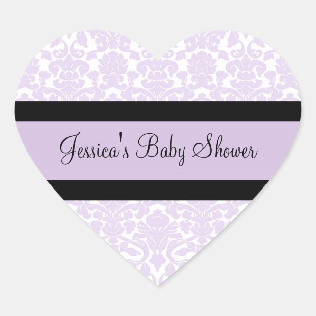 Stickers Baby shower Violet Damask Favoriser (Devant)