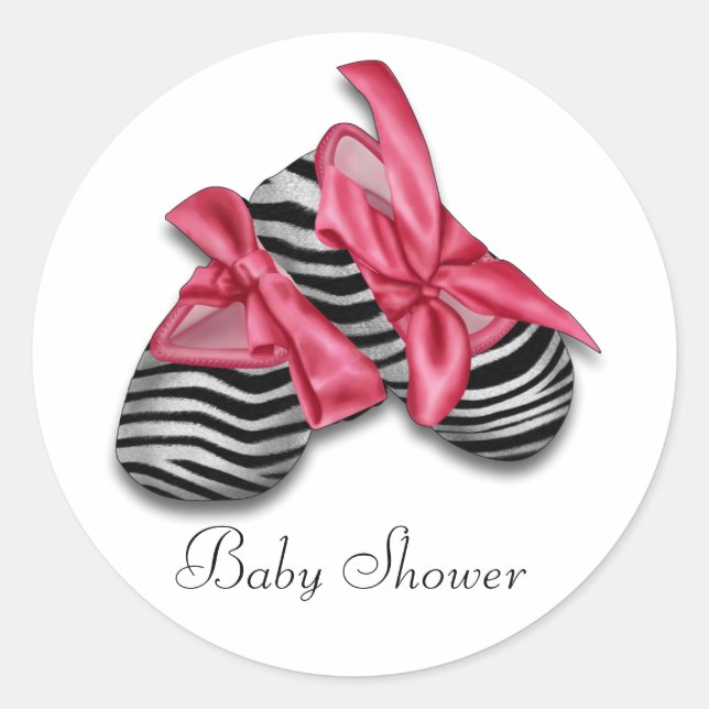 Stickers Baby shower Zèbre rose (Devant)