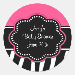 Stickers Baby shower Zèbre rose ou Anniversaire
