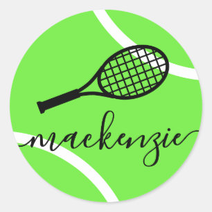 Stickers Bal de Tennis Vert Nom personnalisé