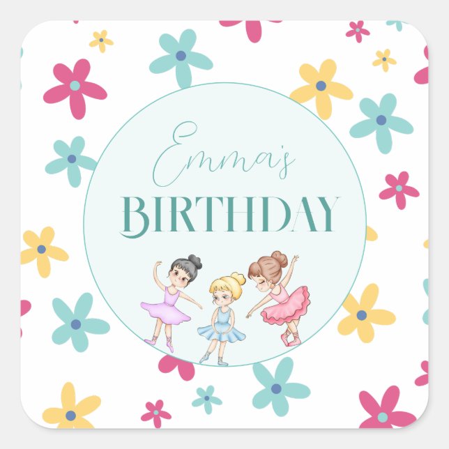 Stickers Ballerina coloré Anniversaire (Devant)