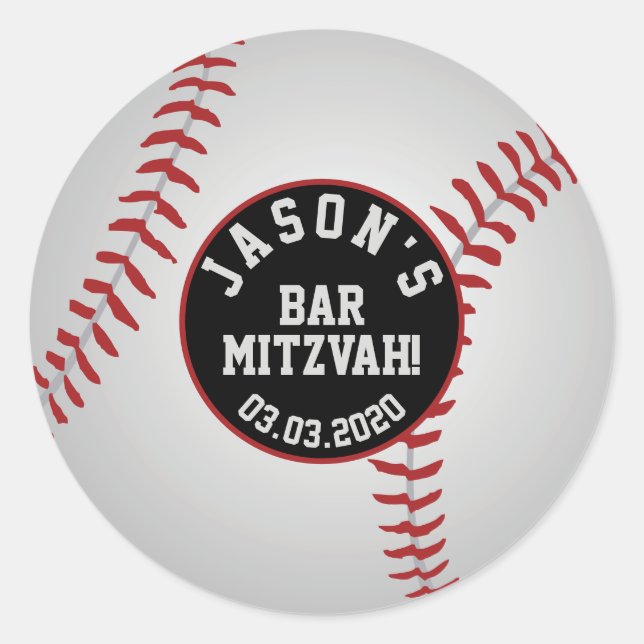 Stickers Barre de Baseball Mitzvah Rouge Blanc Noi (Devant)
