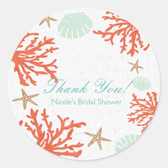 Stickers Beach Coral Reef Sea Shell & Starfish (Devant)