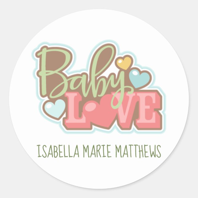 Stickers Bébé Amour, 3 pouces (feuille de 6) (Devant)