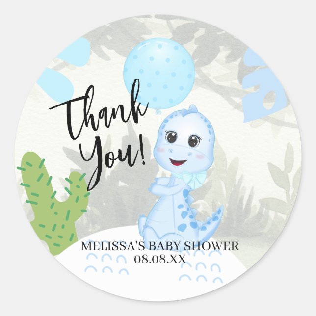 Stickers Bébé mignon Bleu Dinosaure Balloon (Devant)