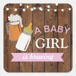 Stickers Beer Girl Baby shower brasser rose