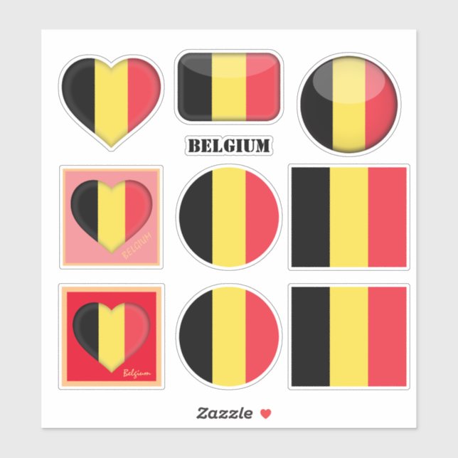 stickers Belgique & Drapeau belge, Coeur /sports (Feuille)
