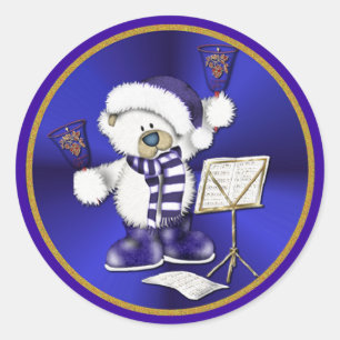 Stickers Bells Bear Blue and Gold