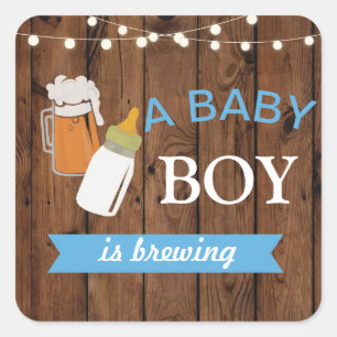 Stickers Bière Boy Baby shower brasser Bleu